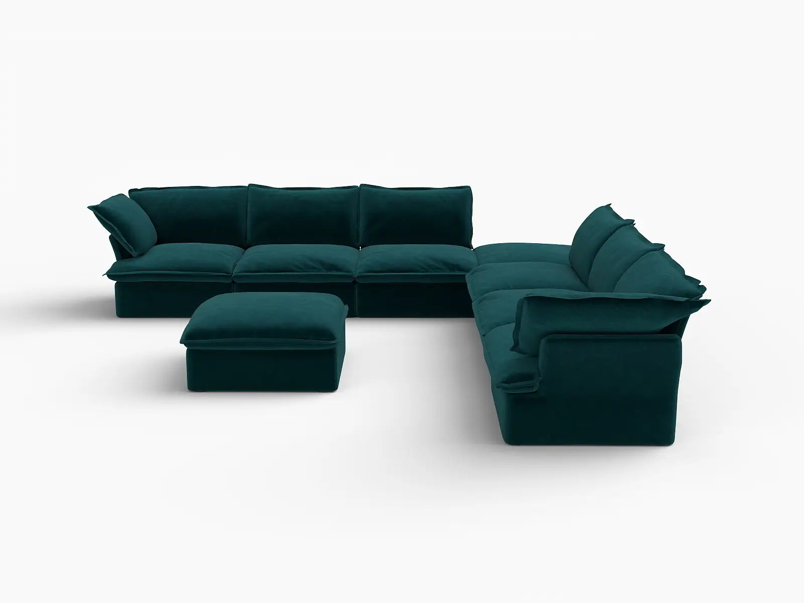Deluxe Cloud 6-Seater Sofa with Storage | 8-Piece (includes 2 ottomans), Velvet Fabric, Washable Covers