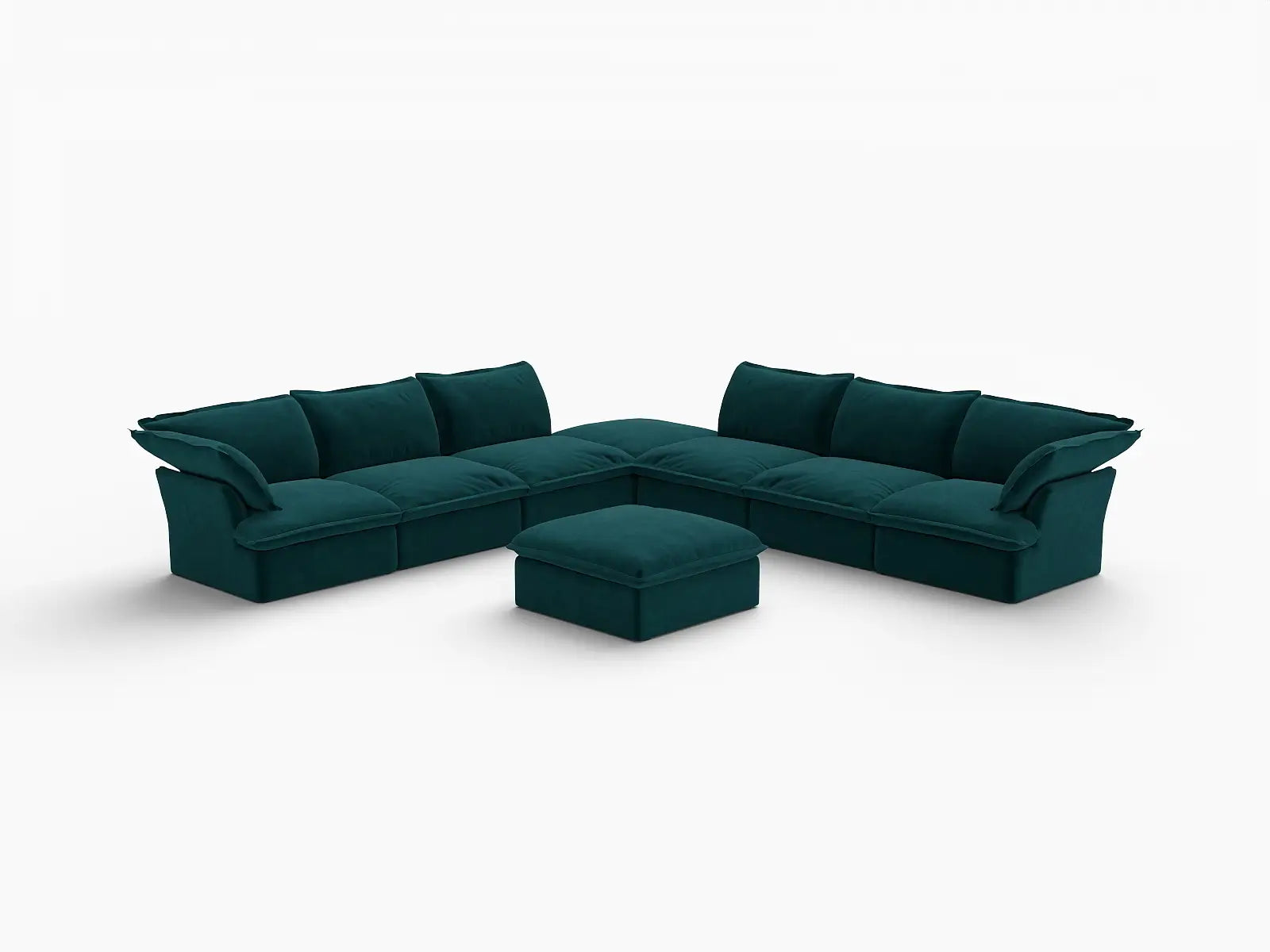 Deluxe Cloud 6-Seater Sofa with Storage | 8-Piece (includes 2 ottomans), Velvet Fabric, Washable Covers