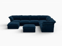 Deluxe Cloud 6-Seater Sofa with Storage for Families | 8-Piece (includes 2 ottomans), Velvet Fabric, Washable Covers