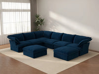 Deluxe Cloud 6-Seater Sofa with Storage for Families | 8-Piece (includes 2 ottomans), Velvet Fabric, Washable Covers