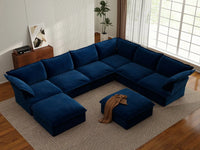 Deluxe Cloud 6-Seater Sofa with Storage for Families | 8-Piece (includes 2 ottomans), Velvet Fabric, Washable Covers