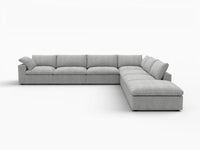Deluxe Premium Cloud Sectional Sofa Covers | Light Grey Cotton and Linen Sofa Cover for 6-Seater with 1-Ottoman