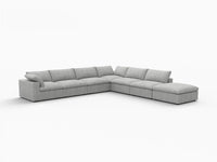 Deluxe Premium Cloud Sectional Sofa Covers | Light Grey Cotton and Linen Sofa Cover for 6-Seater with 1-Ottoman