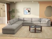 Deluxe Premium Cloud Sectional Sofa Covers | Light Grey Cotton and Linen Sofa Cover for 6-Seater with 1-Ottoman