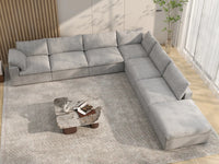 Deluxe Premium Cloud Sectional Sofa Covers | Light Grey Cotton and Linen Sofa Cover for 6-Seater with 1-Ottoman