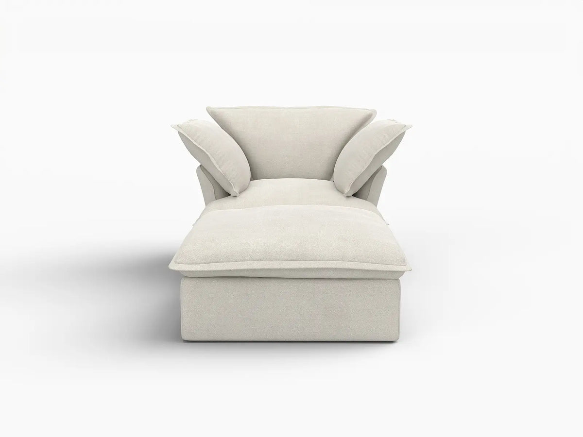 Deluxe Linen Cloud Sectional Sofas Covers | Beige Linen and Cotton Sofa Cover for 1-Seater with 1-Ottoman