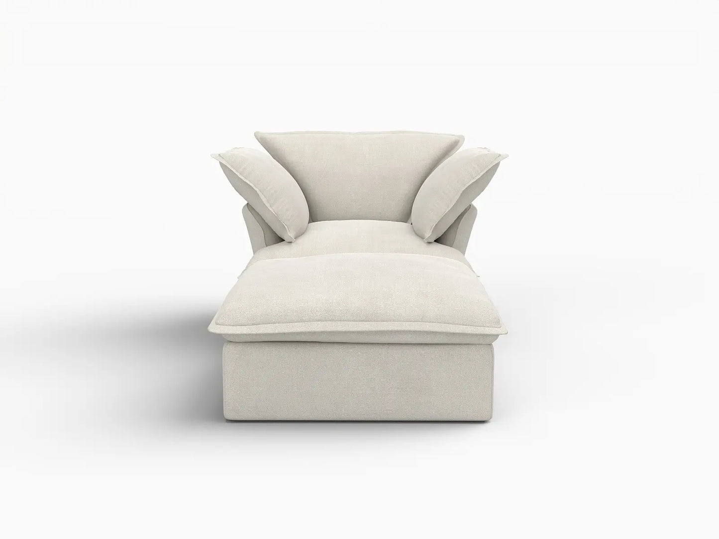 Deluxe Linen Cloud Sectional Sofas Covers | Beige Linen and Cotton Sofa Cover for 1-Seater with 1-Ottoman