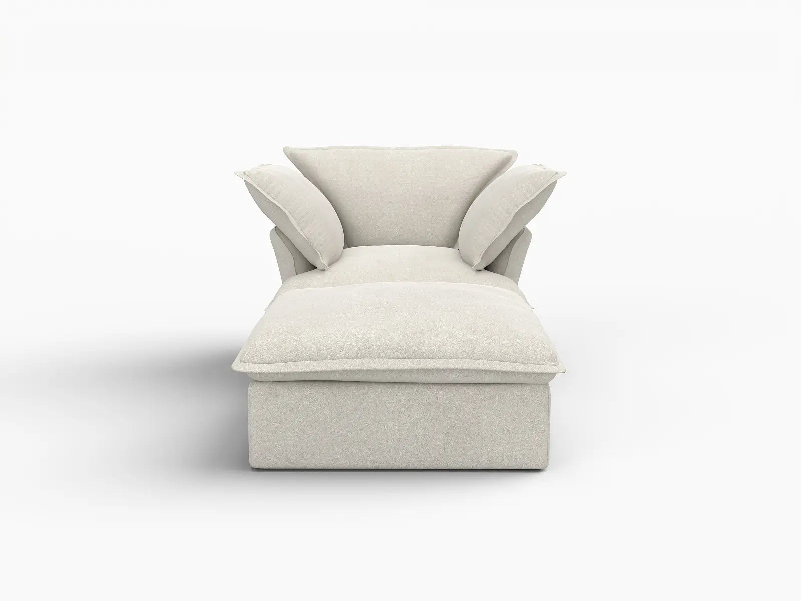 Deluxe Linen Cloud Sectional Sofas Covers | Beige Linen and Cotton Sofa Cover for 1-Seater with 1-Ottoman