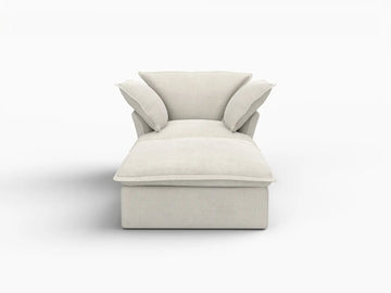 Deluxe Linen Cloud Sectional Sofas Covers | Beige Linen and Cotton Sofa Cover for 1-Seater with 1-Ottoman