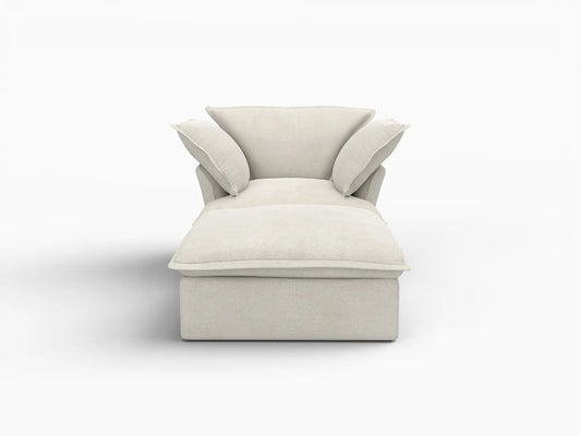 Deluxe Linen Cloud Sectional Sofas Covers | Beige Linen and Cotton Sofa Cover for 1-Seater with 1-Ottoman