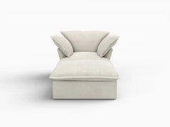 Deluxe Linen Cloud Sectional Sofas Covers | Beige Linen and Cotton Sofa Cover for 1-Seater with 1-Ottoman