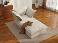 Deluxe Linen Cloud Sectional Sofas Covers | Beige Linen and Cotton Sofa Cover for 1-Seater with 1-Ottoman