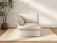 Sofá individual Deluxe Cloud Beige de 1 plaza | 1 pieza, tela de lino y algodón, fundas lavables