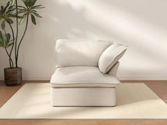 Deluxe Cloud Beige 1-Seater Single Sofa | 1-Piece, Linen and Cotton Fabric, Washable Covers