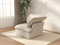 Deluxe Cloud Beige 1-Seater Single Sofa | 1-Piece, Linen and Cotton Fabric, Washable Covers