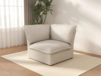 Deluxe Cloud Beige 1-Seater Single Sofa | 1-Piece, Linen and Cotton Fabric, Washable Covers
