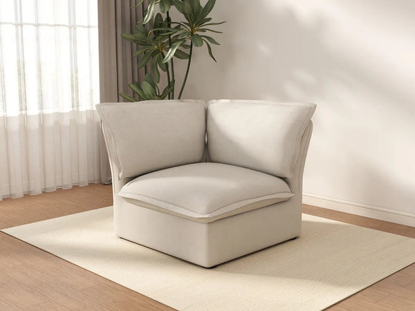 Sofá individual de 1 plaza Deluxe Cloud Beige | 1 pieza, tela de lino y algodón, fundas lavables