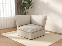 Deluxe Cloud Beige 1-Seater Single Sofa | 1-Piece, Linen and Cotton Fabric, Washable Covers
