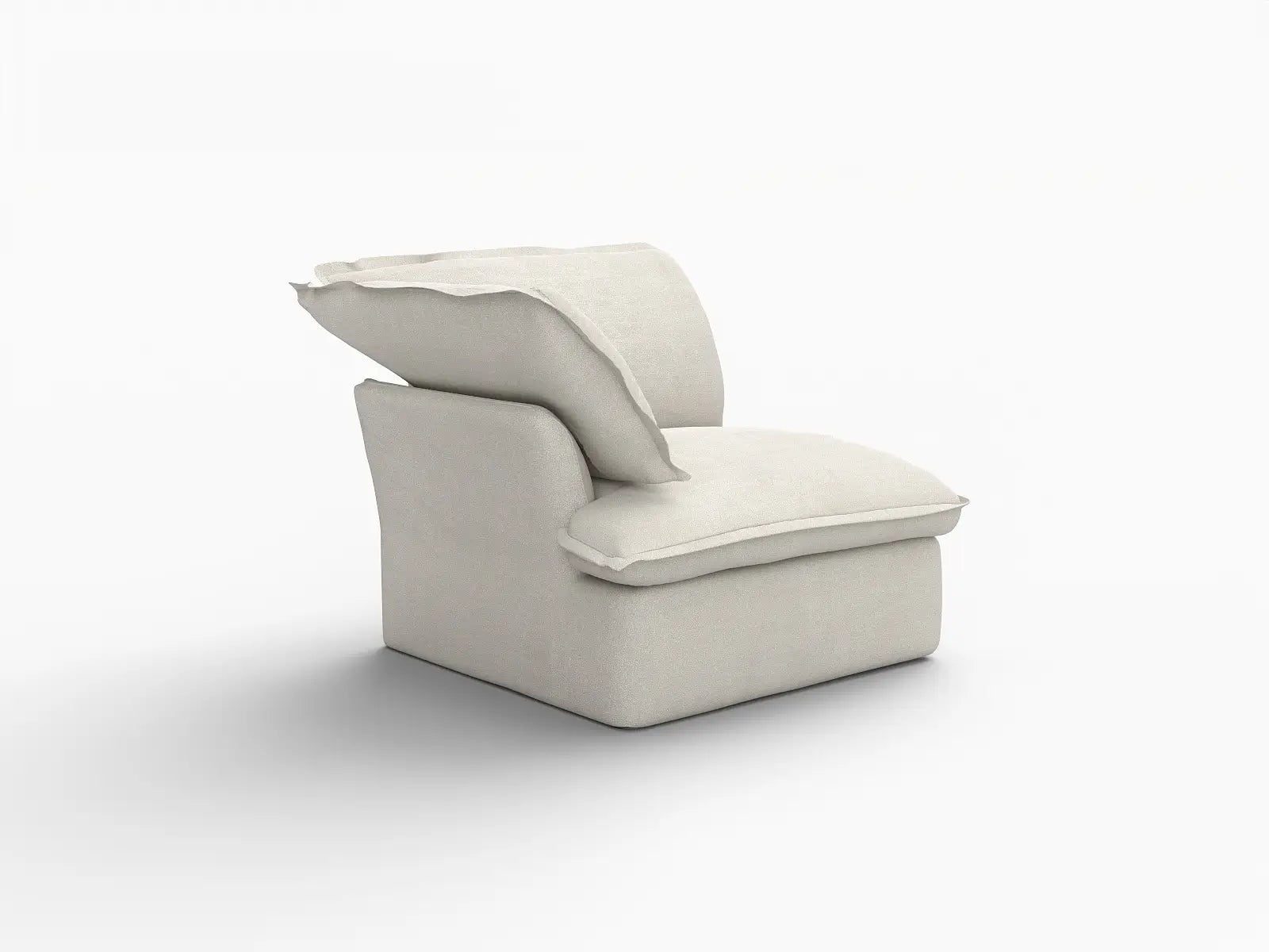Deluxe Cloud Beige 1-Seater Single Sofa | 1-Piece, Linen and Cotton Fabric, Washable Covers