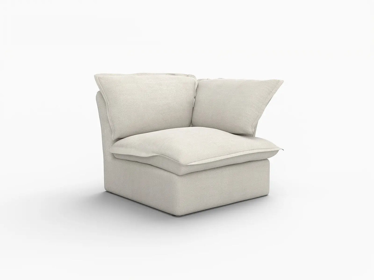 Deluxe Cloud Beige 1-Seater Single Sofa | 1-Piece, Linen and Cotton Fabric, Washable Covers
