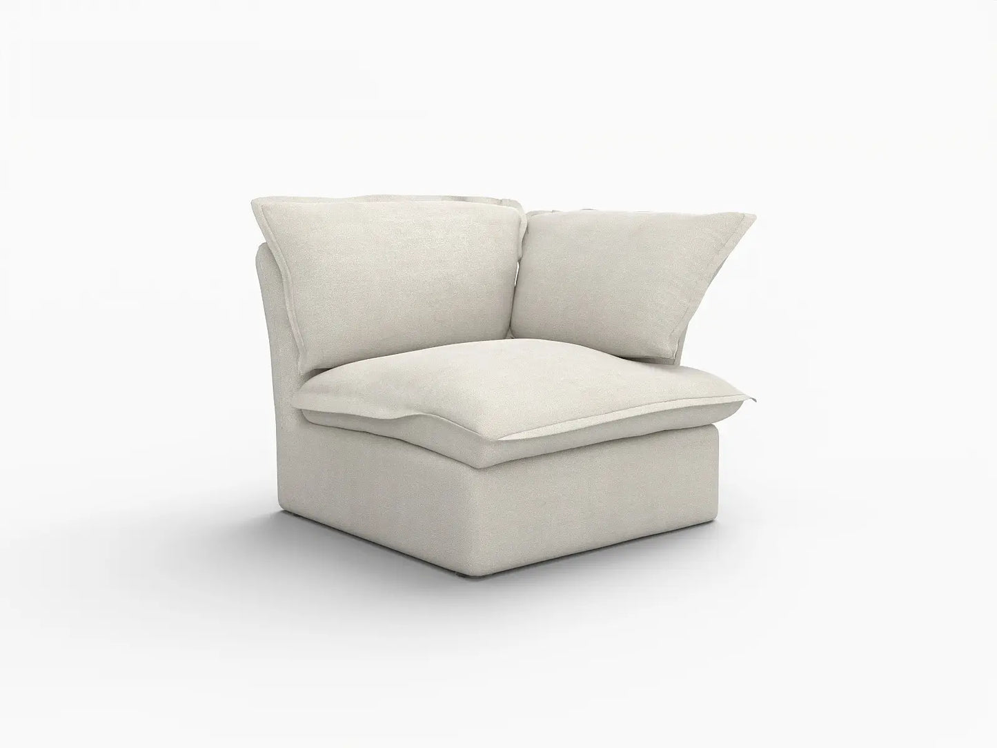 Deluxe Cloud Beige 1-Seater Single Sofa | 1-Piece, Linen and Cotton Fabric, Washable Covers