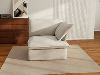 Deluxe Cloud Beige 1-Seater Single Sofa | 1-Piece, Linen and Cotton Fabric, Washable Covers