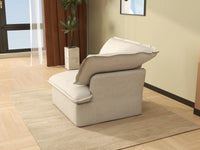 Deluxe Cloud Beige 1-Seater Single Sofa | 1-Piece, Linen and Cotton Fabric, Washable Covers