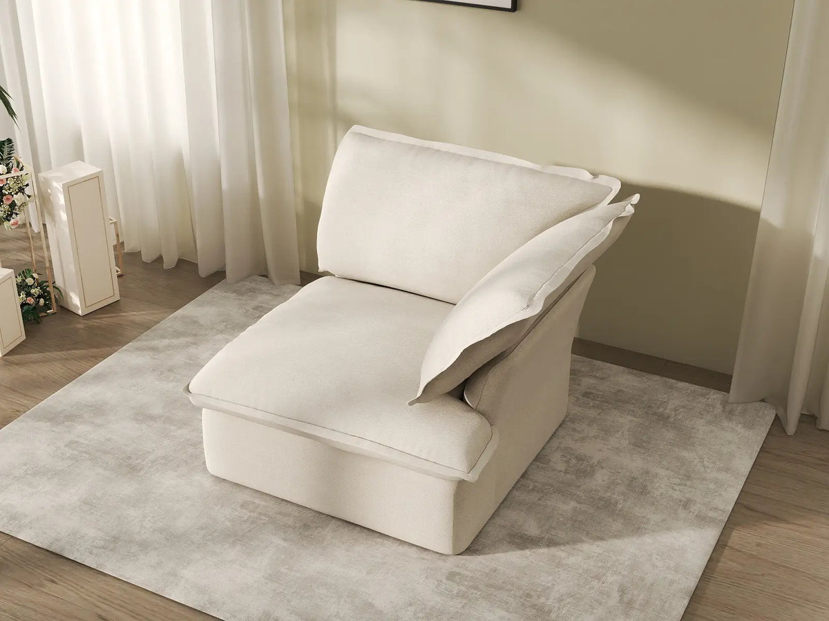 Deluxe Cloud Beige 1-Seater Single Sofa | 1-Piece, Linen and Cotton Fabric, Washable Covers