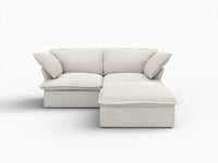 Deluxe Linen Cloud Sectional Sofas Covers | Beige Linen and Cotton Sofa Cover for 2-Seater with 1-Ottoman