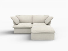Deluxe Linen Cloud Sectional Sofas Covers | Beige Linen and Cotton Sofa Cover for 2-Seater with 1-Ottoman