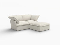Deluxe Linen Cloud Sectional Sofas Covers | Beige Linen and Cotton Sofa Cover for 2-Seater with 1-Ottoman
