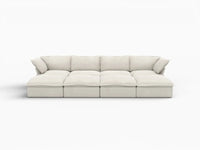 Deluxe Cloud Beige 4-Seater Pit Sectional with Storage | 8-Piece (includes 4 ottomans), Linen and Cotton Fabric, Washable Covers