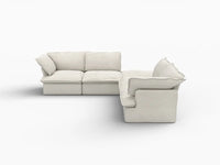 Deluxe Linen Cloud Sectional Sofas Covers | Beige Linen and Cotton Sofa Cover for 4-Seater with 1-Ottoman