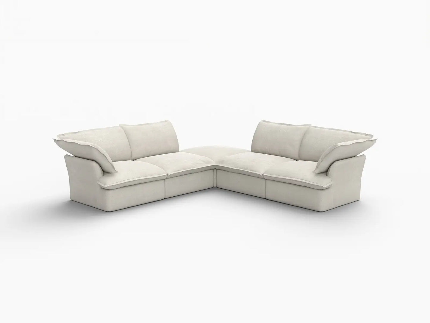 Deluxe Linen Cloud Sectional Sofas Covers | Beige Linen and Cotton Sofa Cover for 4-Seater with 1-Ottoman