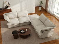 Deluxe Linen Cloud Sectional Sofas Covers | Beige Linen and Cotton Sofa Cover for 4-Seater with 1-Ottoman