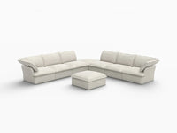 Deluxe Cloud Beige 6-Seater Sofa with Storage | 8-Piece (includes 2 ottomans), Linen and Cotton Fabric, Washable Covers