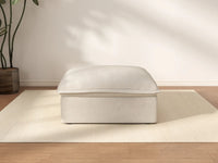 Deluxe Cloud Beige Storage Ottoman | 1-Piece, Linen and Cotton Fabric, Washable Covers