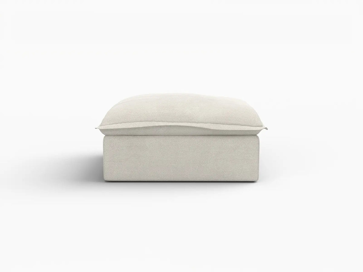 Deluxe Cloud Beige Storage Ottoman | 1-Piece, Linen and Cotton Fabric, Washable Covers