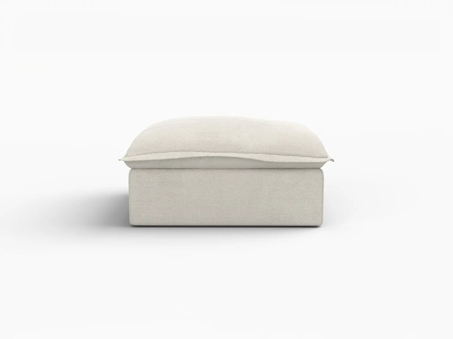 Deluxe Cloud Beige Storage Ottoman | 1-Piece, Linen and Cotton Fabric, Washable Covers