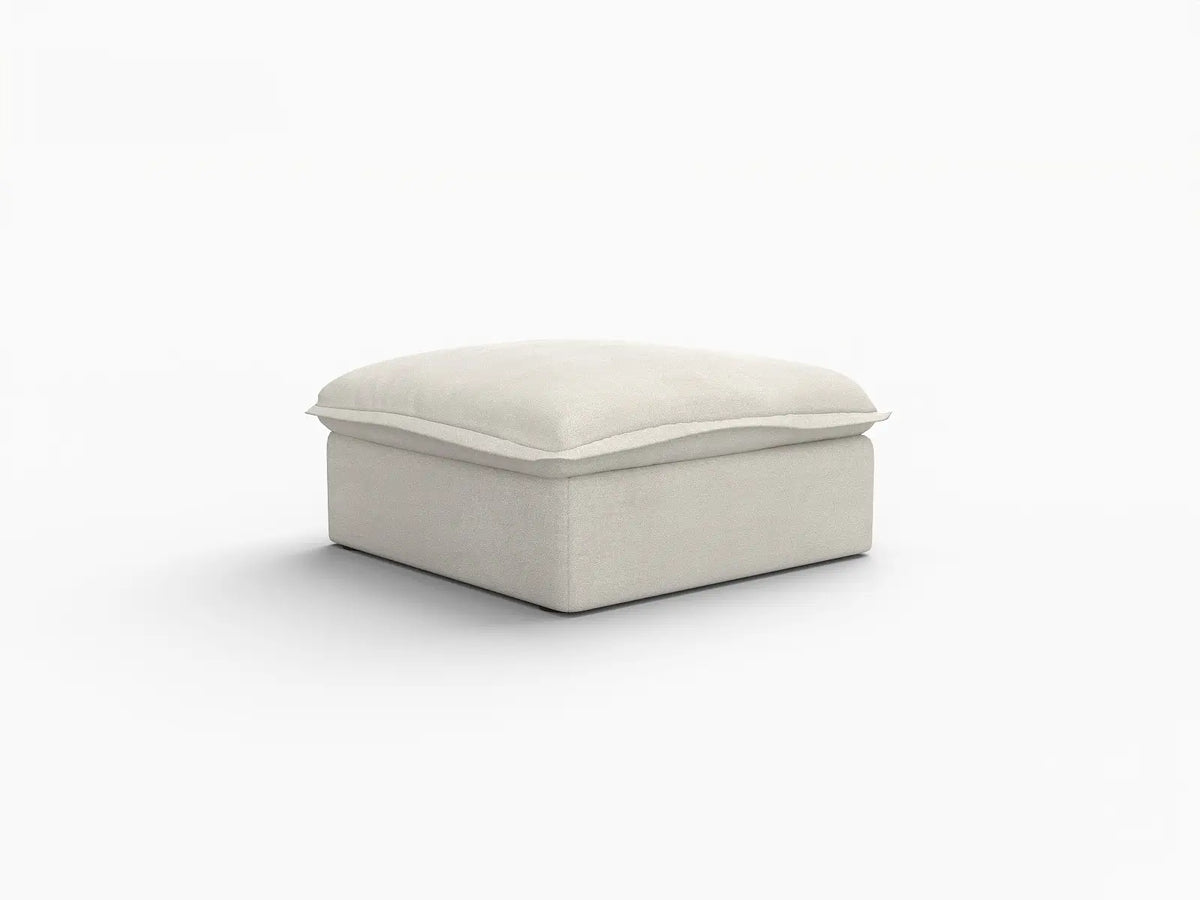 Deluxe Cloud Beige Storage Ottoman | 1-Piece, Linen and Cotton Fabric, Washable Covers