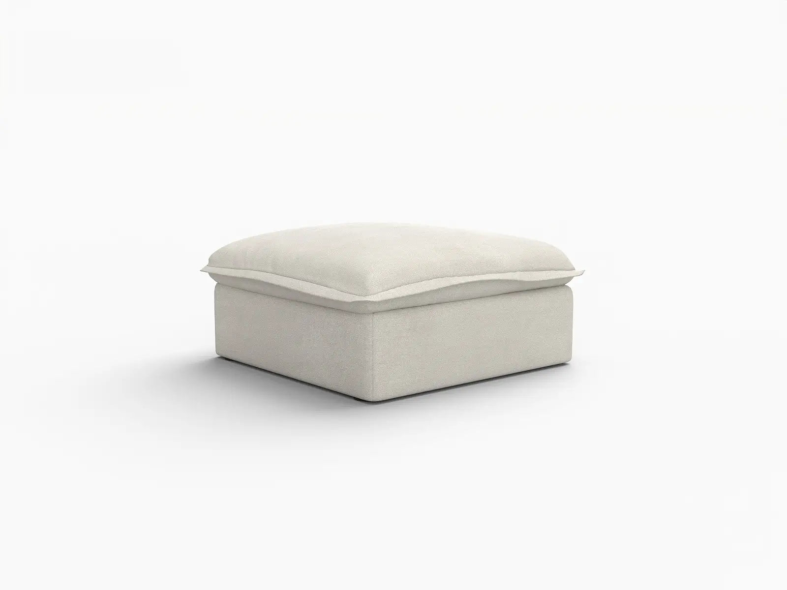 Deluxe Cloud Beige Storage Ottoman | 1-Piece, Linen and Cotton Fabric, Washable Covers