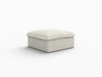 Deluxe Cloud Beige Storage Ottoman | 1-Piece, Linen and Cotton Fabric, Washable Covers