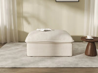 Deluxe Cloud Beige Storage Ottoman | 1-Piece, Linen and Cotton Fabric, Washable Covers