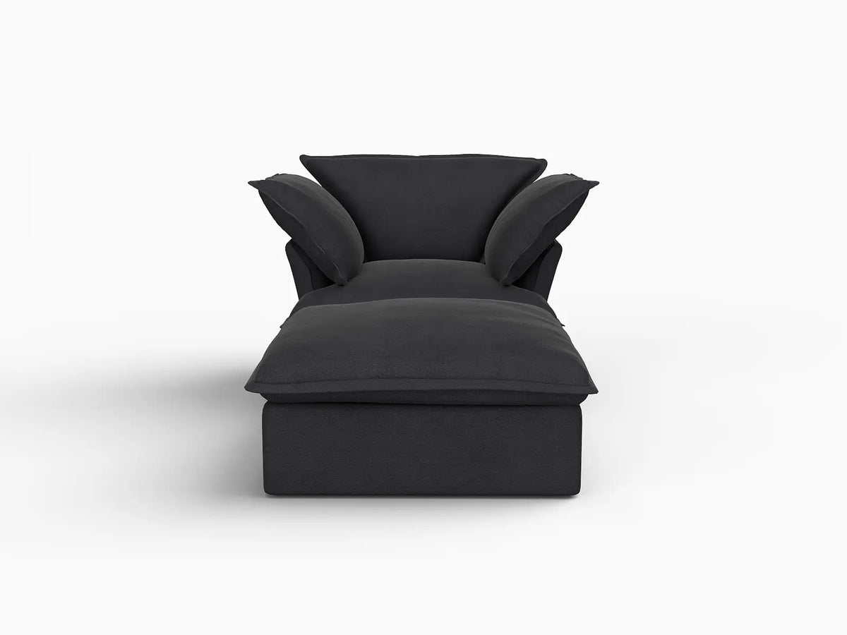 Deluxe Linen Cloud Sectional Sofas Covers | Black Linen and Cotton Sofa Cover for 1-Seater with 1-Ottoman