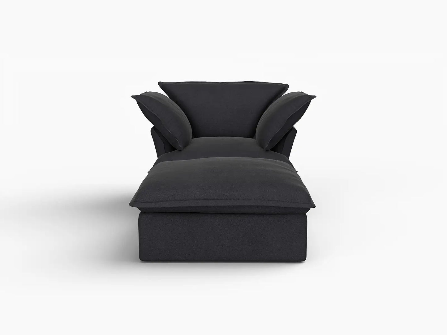 Deluxe Linen Cloud Sectional Sofas Covers | Black Linen and Cotton Sofa Cover for 1-Seater with 1-Ottoman