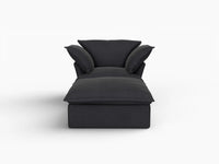 Deluxe Linen Cloud Sectional Sofas Covers | Black Linen and Cotton Sofa Cover for 1-Seater with 1-Ottoman