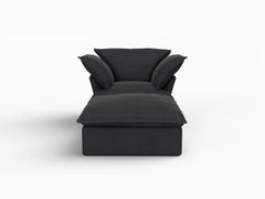 Deluxe Linen Cloud Sectional Sofas Covers | Black Linen and Cotton Sofa Cover for 1-Seater with 1-Ottoman