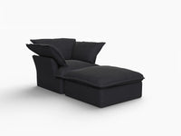 Deluxe Linen Cloud Sectional Sofas Covers | Black Linen and Cotton Sofa Cover for 1-Seater with 1-Ottoman