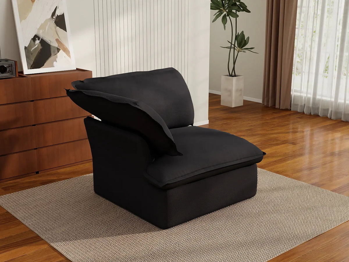 Deluxe Linen Cloud Sectional Sofas Covers | Black Cotton and Linen Sofa Covers Right Armrest Seat