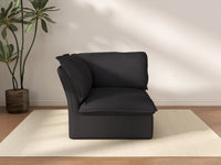 Deluxe Cloud Black 1-Seater Single Sofa | 1-Piece, Linen and Cotton Fabric, Washable Covers